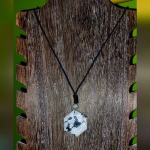 Corded Moonstone Hexagon Necklace